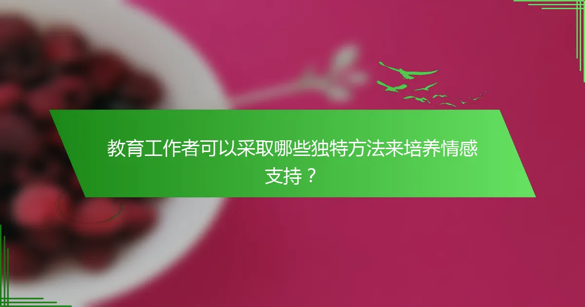 教育工作者可以采取哪些独特方法来培养情感支持？