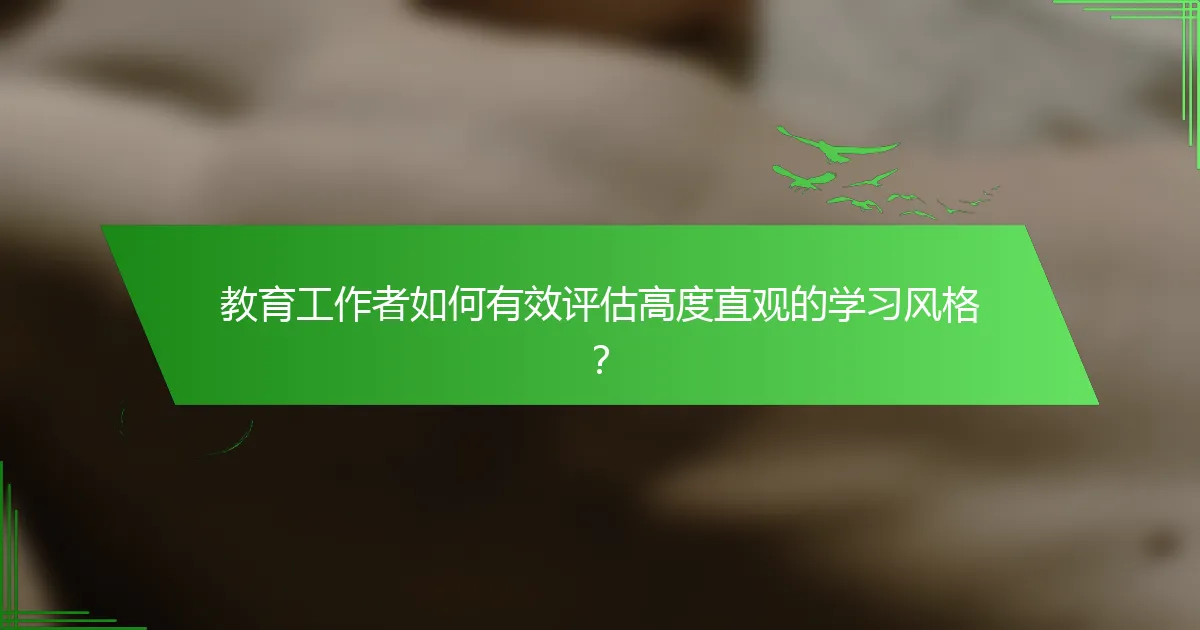 教育工作者如何有效评估高度直观的学习风格？