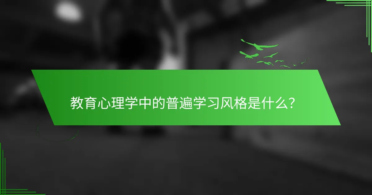 教育心理学中的普遍学习风格是什么？