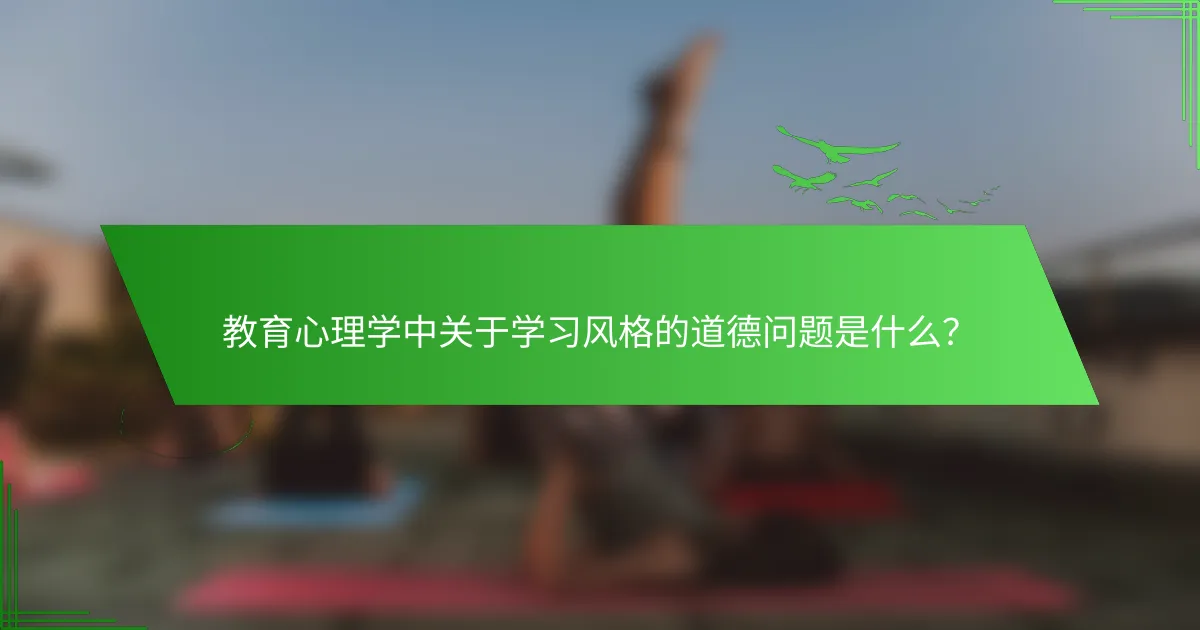 教育心理学中关于学习风格的道德问题是什么？