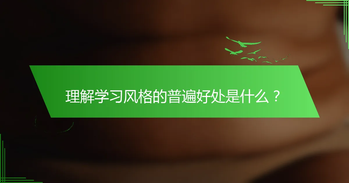 理解学习风格的普遍好处是什么？