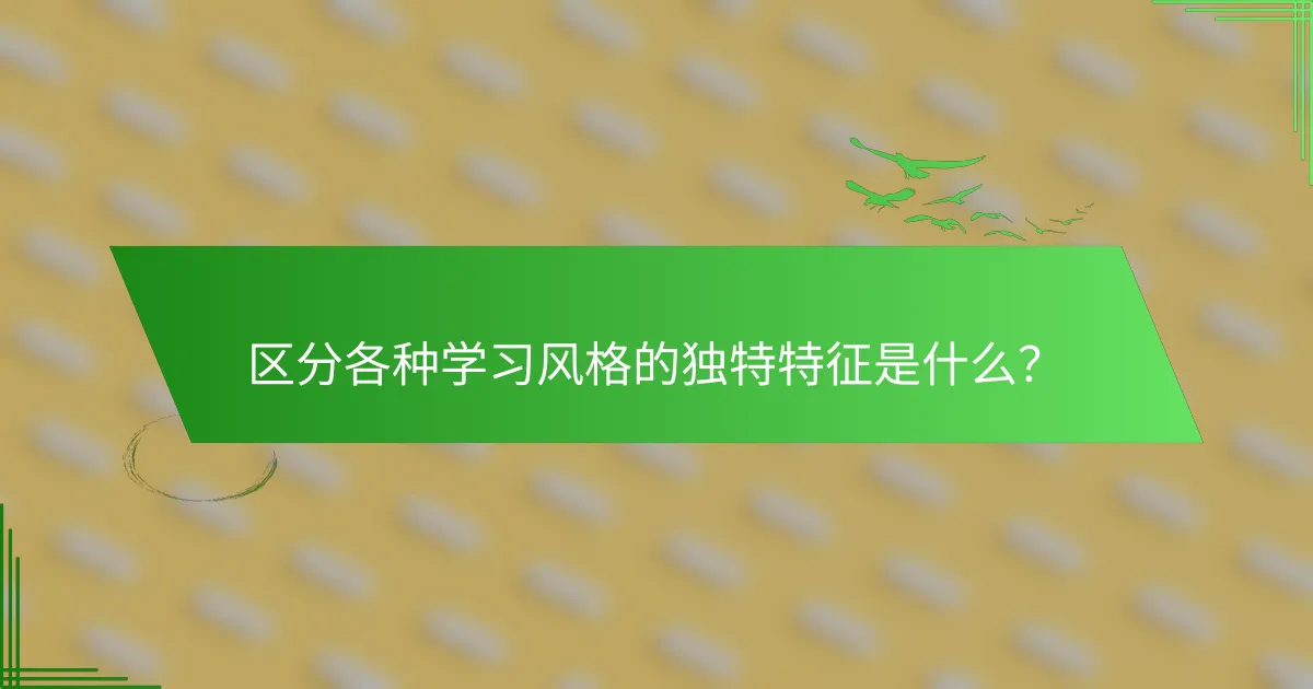 区分各种学习风格的独特特征是什么？