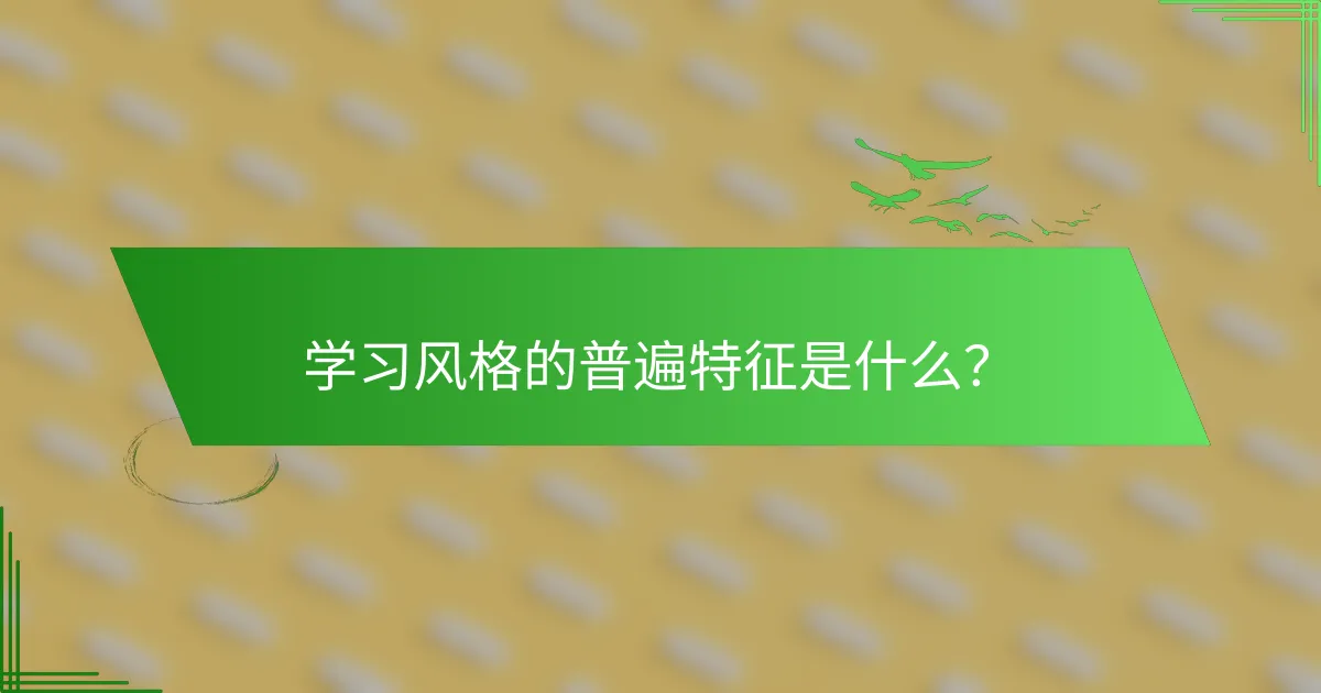 学习风格的普遍特征是什么？
