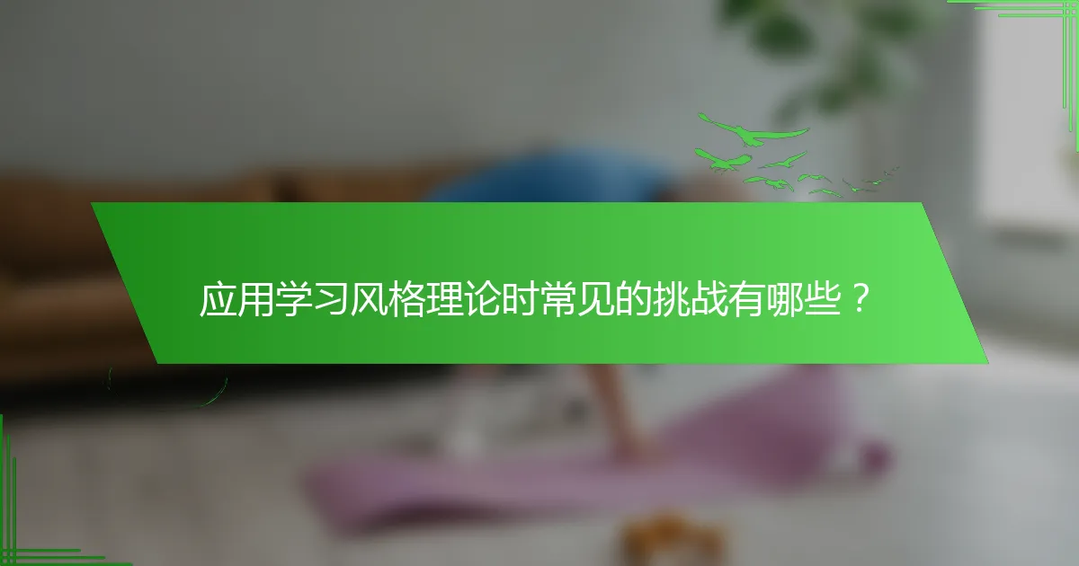 应用学习风格理论时常见的挑战有哪些？