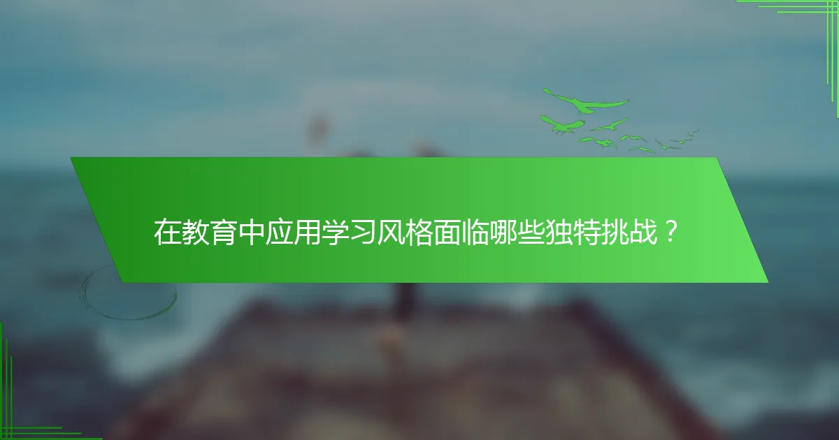 在教育中应用学习风格面临哪些独特挑战？